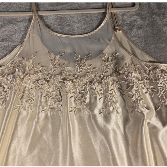 Dentelle Other - Dentelle Champagne Satin Nightgown Floral Embroidered Mesh Sleep Dress Large